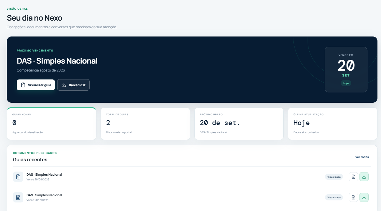 Visão geral do portal do cliente na versão para computador
